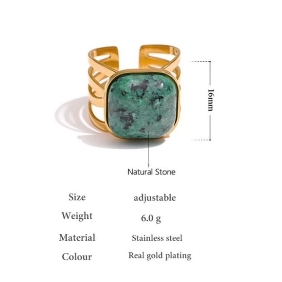 #18 NEW 18k Gold Plated Natural African Turquoise Ring - Picture 3 of 5